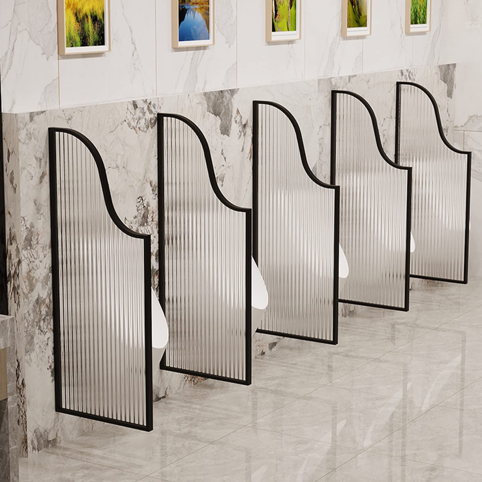 Cloison de séparation pour urinoir écran intimité noir panneau de toilette mural suspendu