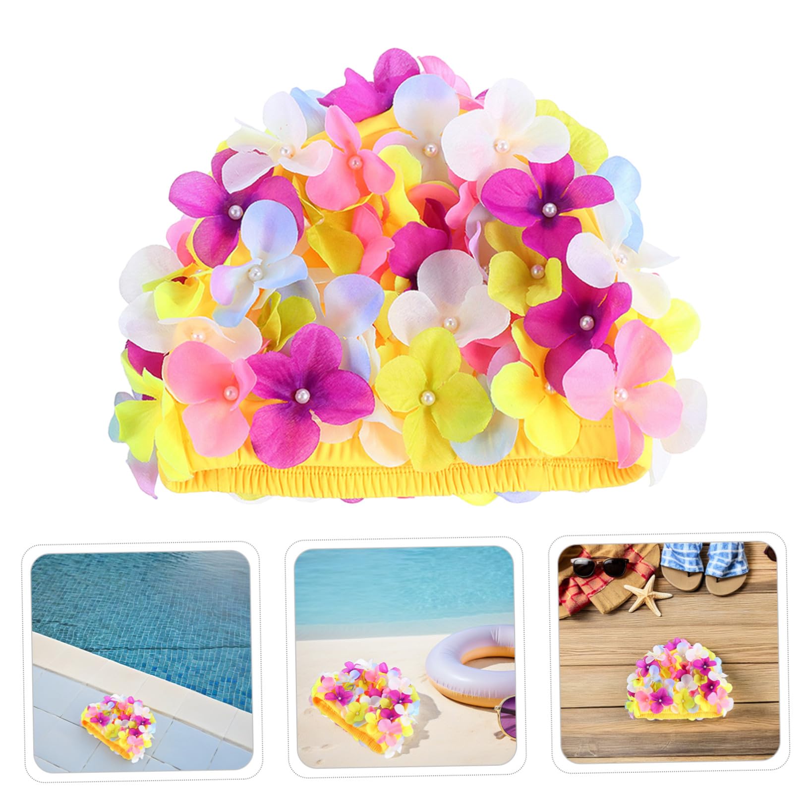 BESPORTBLE 3piezas Gorro de Natación Floral de Pétalo para Mujer Unidades Elástico Forma de Pétalo para Cabello para Natación de Verano