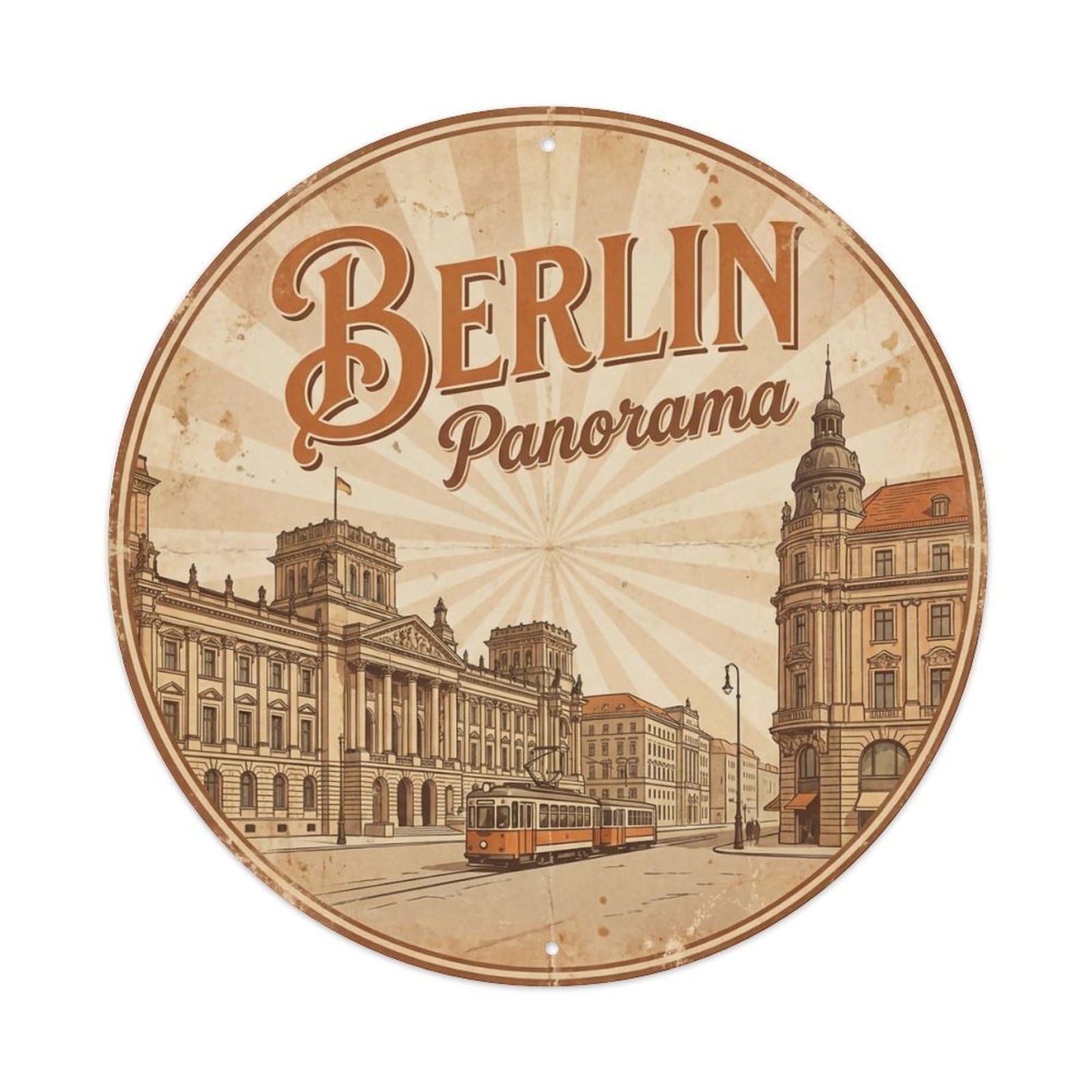 Yrnq 8X8inch Vintage Style Vintage Travel Berlin Germany Scene Metal Tin Sign