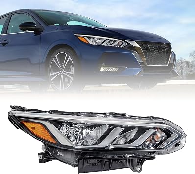 Compatible with Nissan Sentra S/SV 2020 2021 2022 Halogen Headlight Assembly with Bulbs Headlamp Passenger Side
