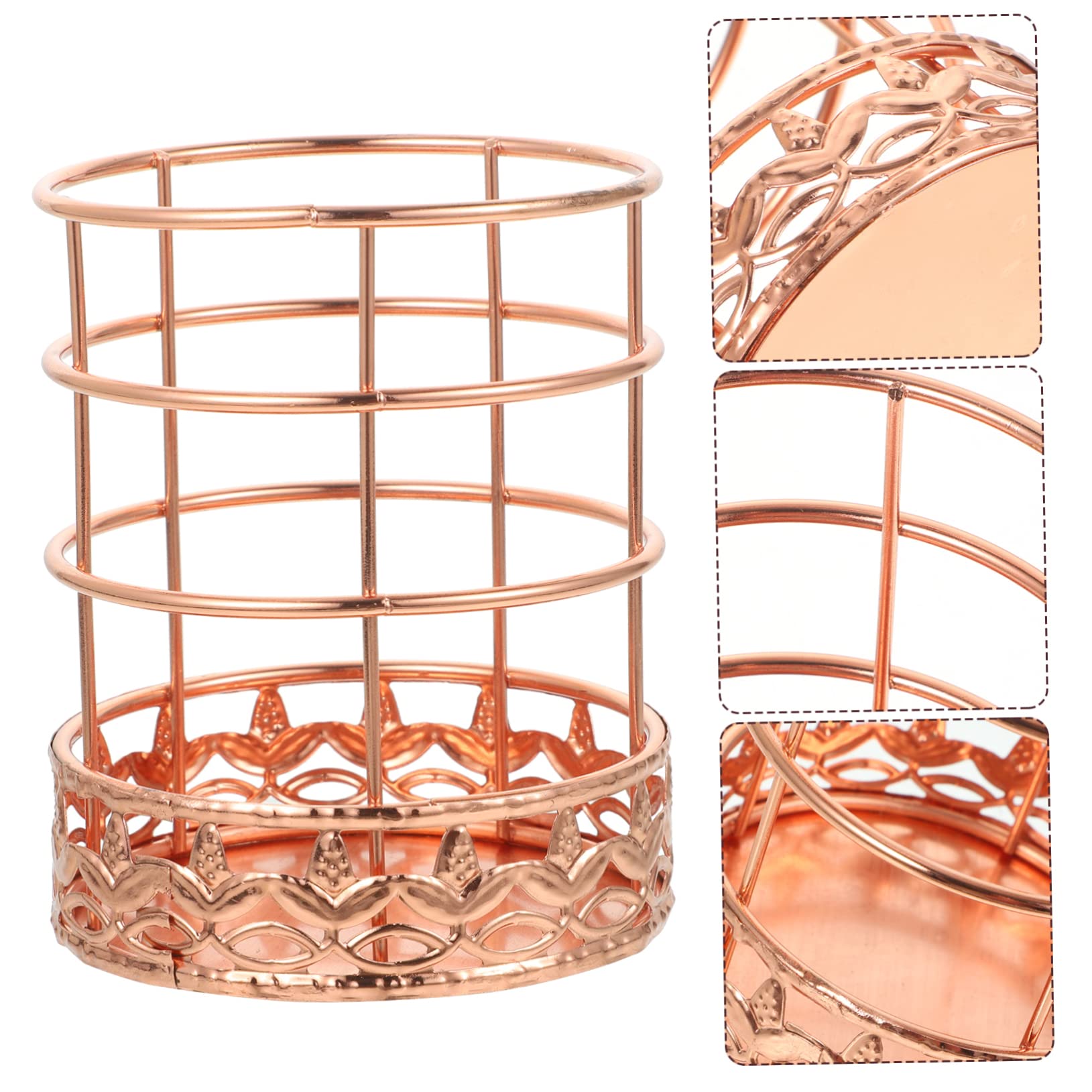 MAGICLULU Portapenne Da Scrivania in Oro Rosa Da 4 Pezzi Organizer Da Scrivania in Metallo Capacità Portapenne E Portamatite Da Ufficio
