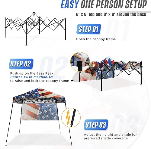 Miniatura 2 de EAGLE PEAK Tienda de campaña desplegable de 8 x 8 con pared lateral, compacta, portátil, pierna inclinada, refugio solar instantáneo para playa,