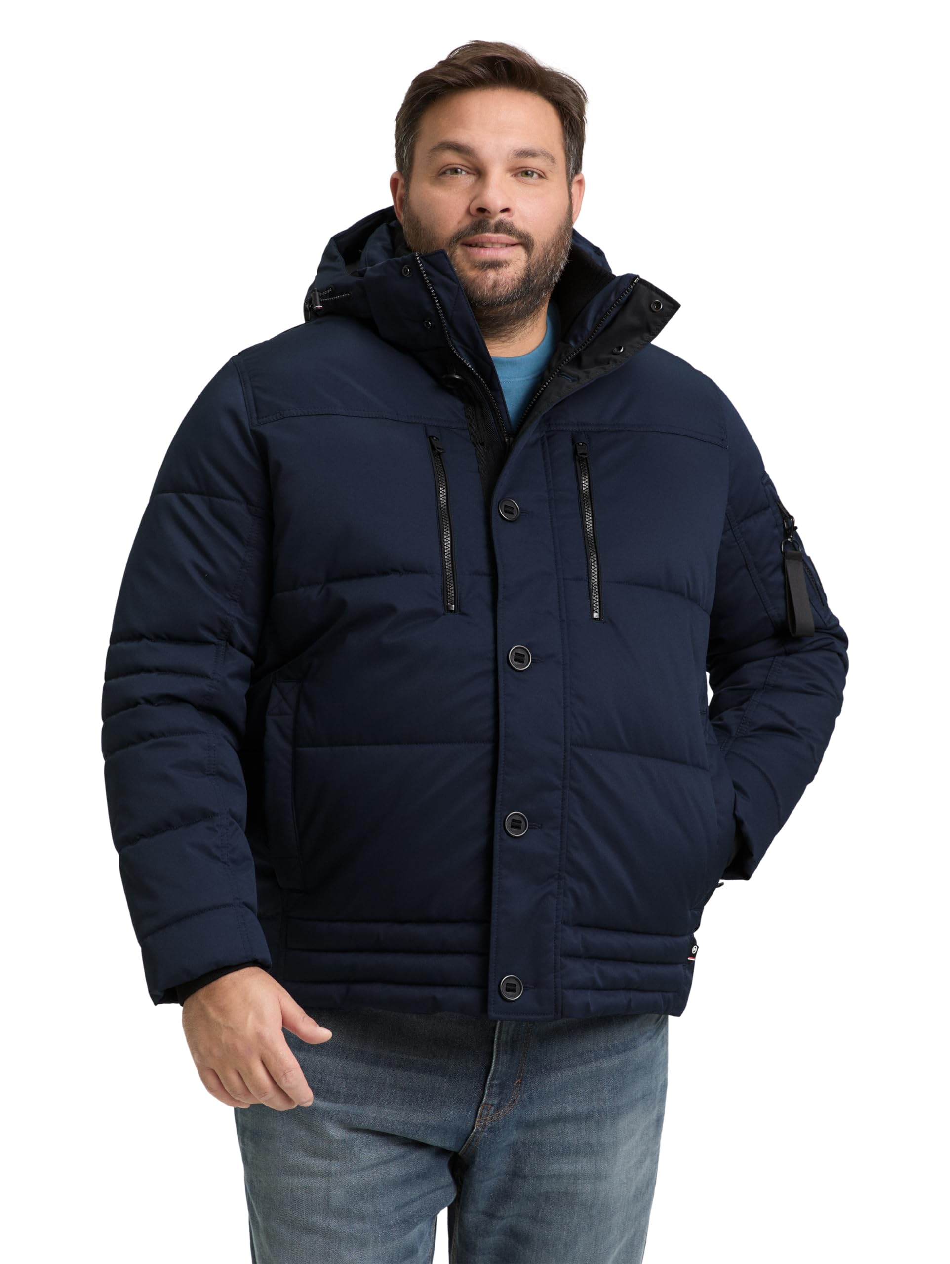 TOM TAILOR Herren 1049394 Plussize Plus Size - Pufferjacke mit abnehmbarer Kapuze
