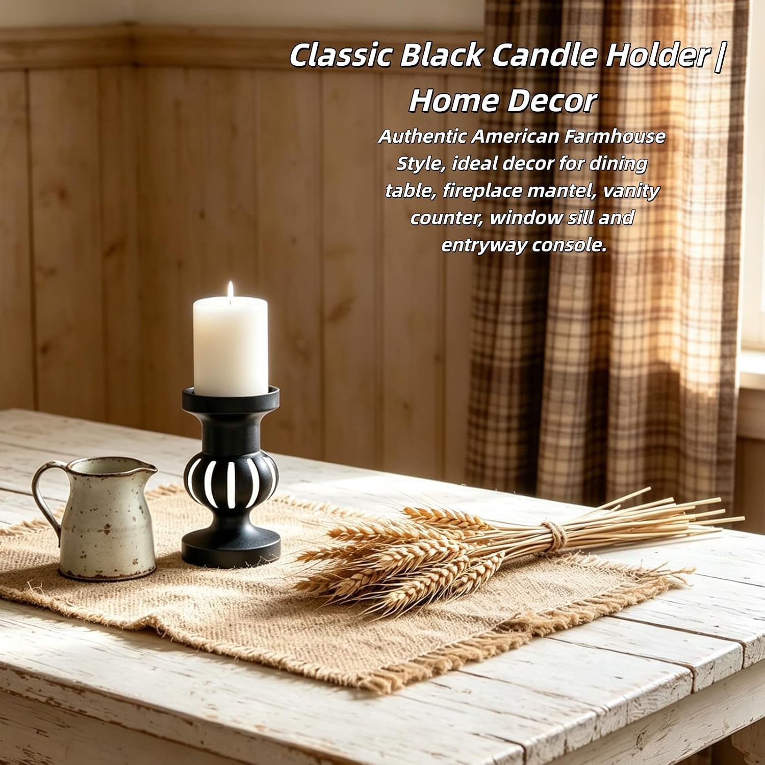 Wooden Candle Holders Pillar,Vintage Seaside Pillar Stand for Dining Table Centerpiece, Coffee Table, Mantel, Or Any Table Top，Free Standing Farmhouse Candle Holders.
