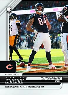 2025 -P Instant Colston Loveland -#252 -Bear RC Rookie Loveland Stikes a Pose in Another Win - Football Trading Card- Chicago - Each Card Stamped 1 of 293 on Back. Card Shipped in Protective Screwdown Holder.