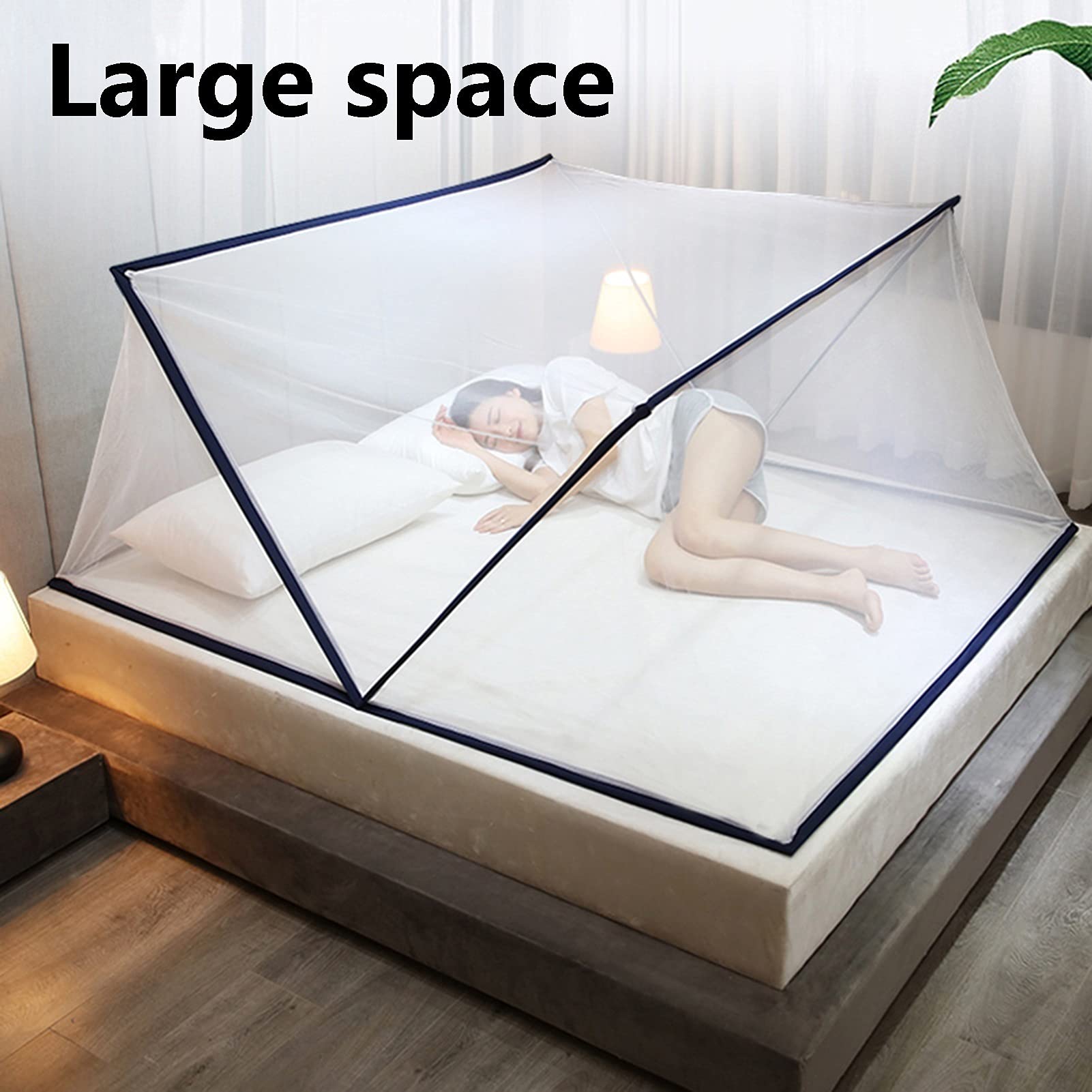Moskitiera do domowego łóżka, przenośna moskitiera kempingowa, składana konstrukcja, bezpłatna instalacja moskitiery (kolor: niebieski, rozmiar: 80 x 190 x 80 cm)