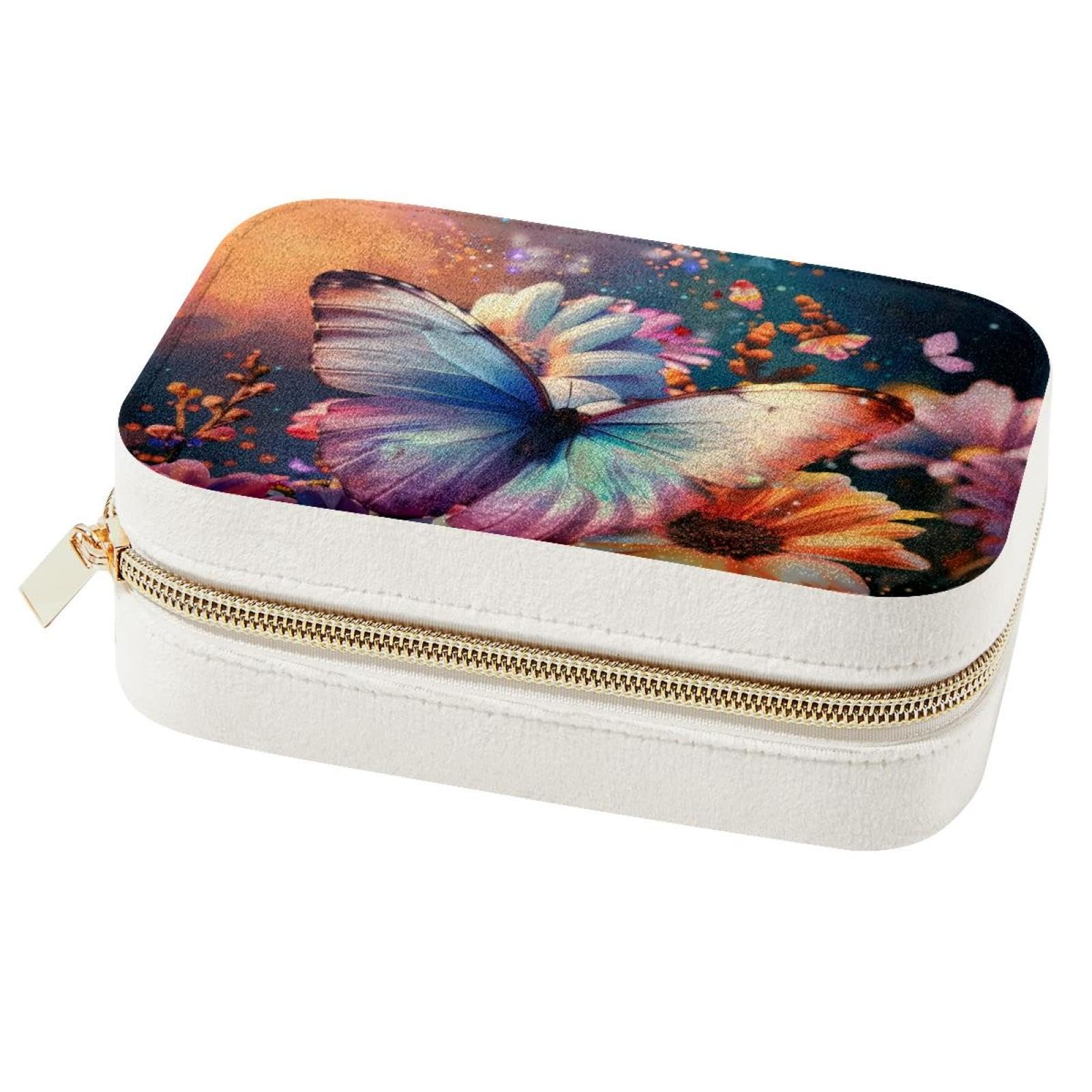 Boîte à bijoux de voyage portable pour femmes et filles avec miroir intégré