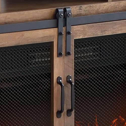 Miniatura 5 de ENSTVER Soporte de TV para televisores de hasta 55 pulgadas con chimenea eléctrica incluida, consola de televisión de almacenamiento multimedia para