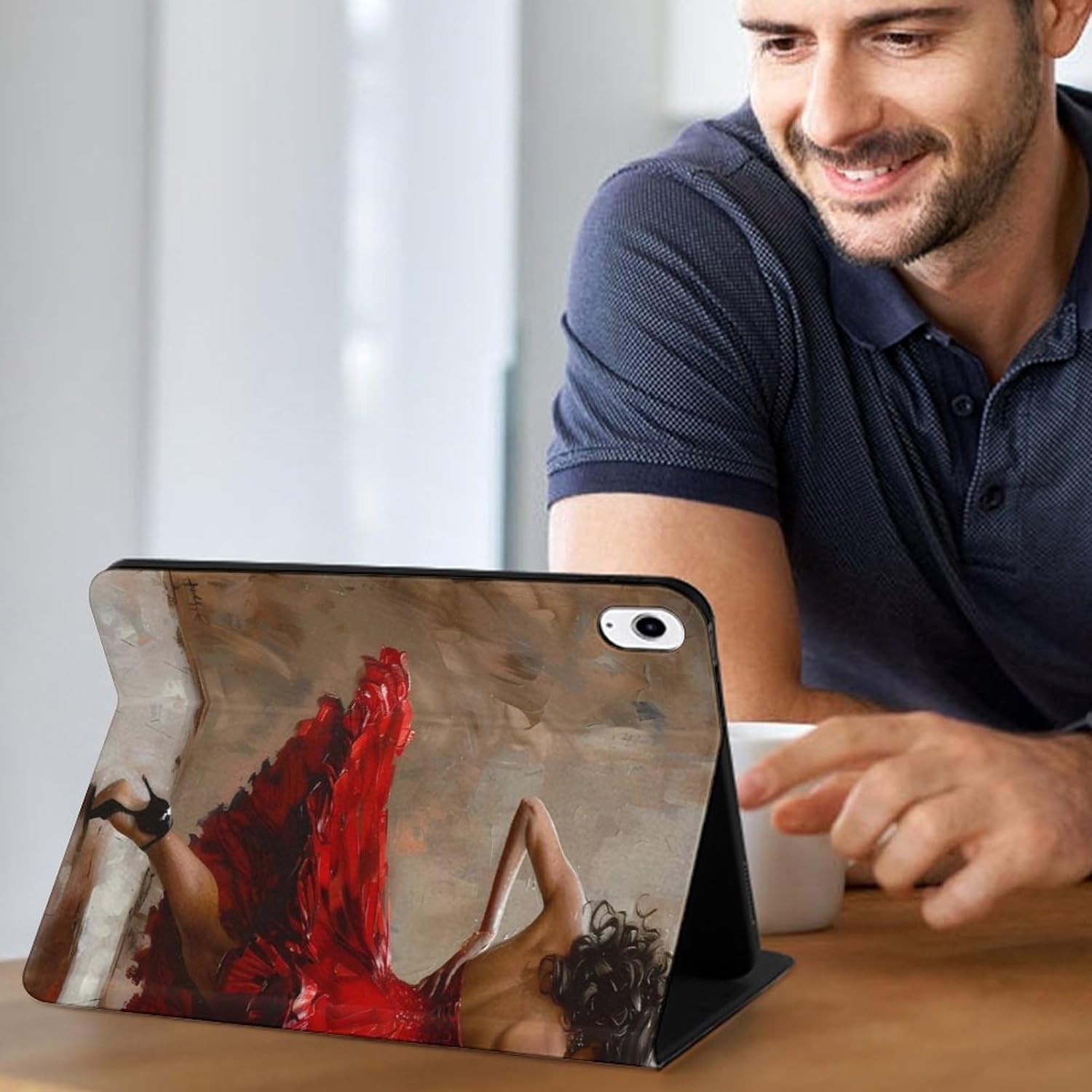 Black Women Dance in Red Dress Printed Case Trifold Stand Protective Cover Compatible with iPad 10代 (10.9in)