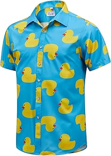 Men's Hawaiian Shirt Short Sleeve Printed Button Down Summer Beach Dress Shirts