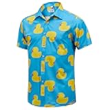 EUOW Easter Button Up Shirt for Men Fun Chick Printed Casual Short Sleeve Hawaiian Tropical Beach Shirts