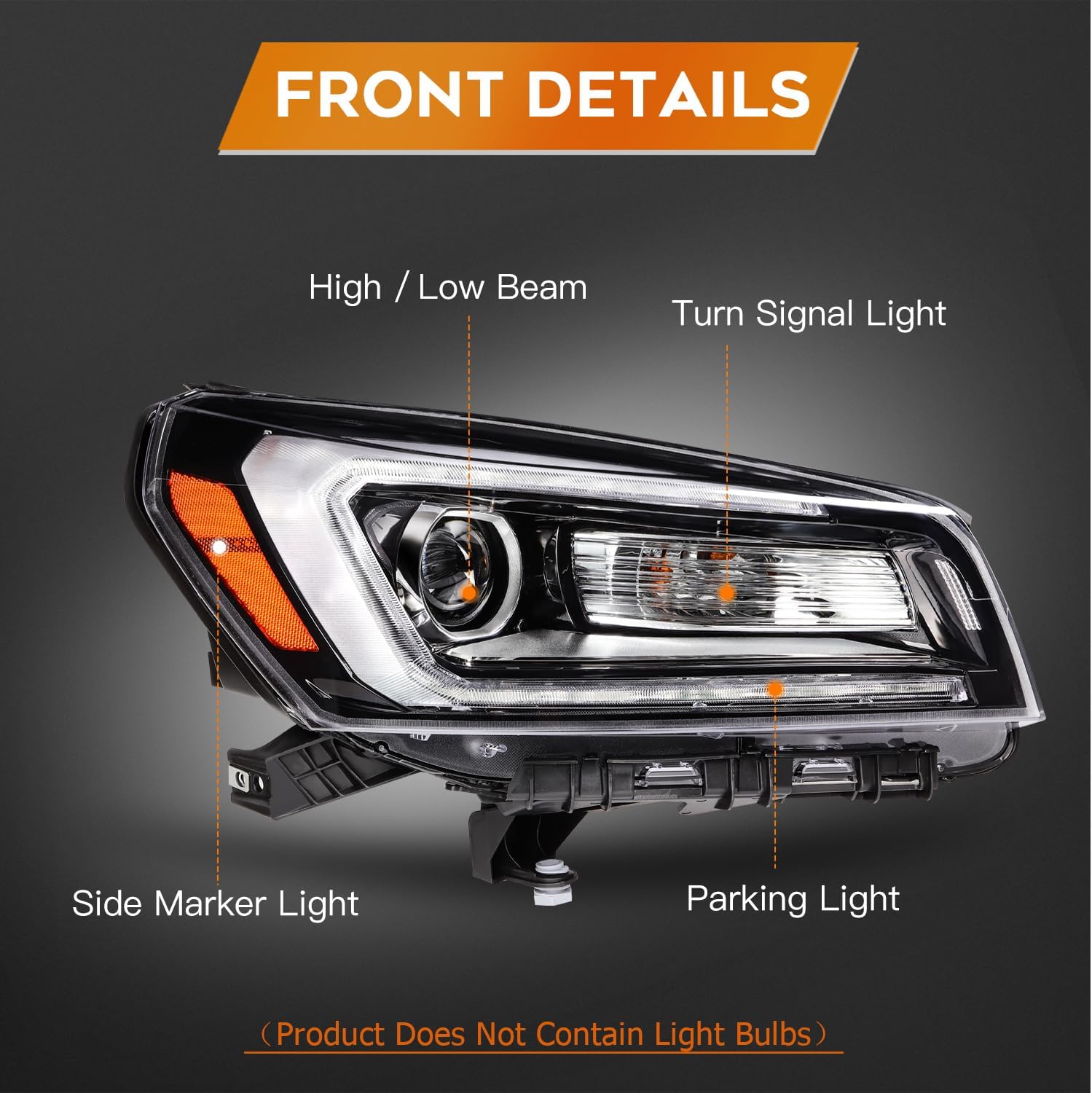 Headlight Assembly Fit 2013-2016 For GMC ACADIA 2017 For GMC Acadia Limited Chrome Housing Passenger Side 23358995 GM2503376