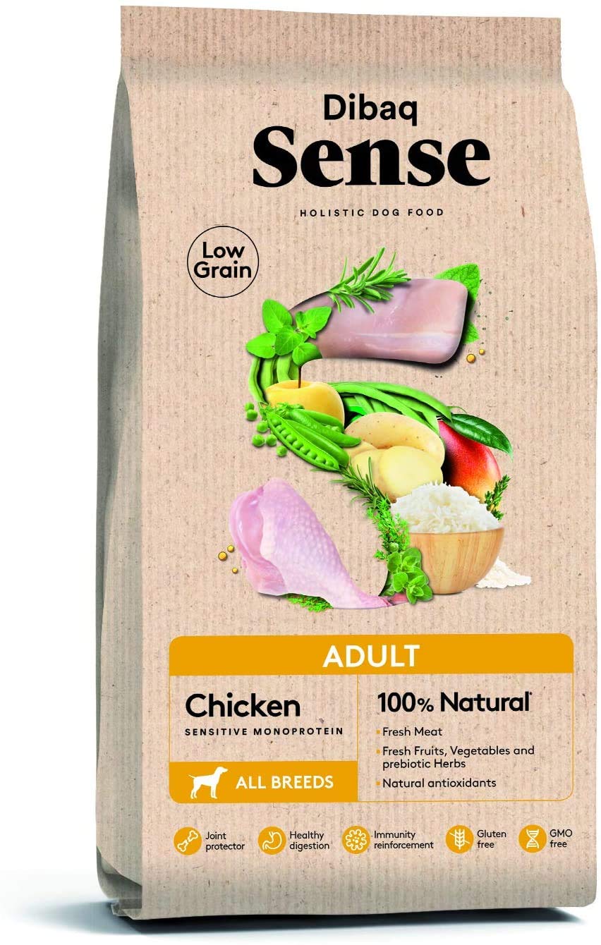 Sense Dog Low Grain Adult Food with Fresh Chicken with Fresh Fruits & Vegetables and Prebiotic Herbs Protein Balanced Nutrition for Sensitivity-Friendly Growth (Size-12 Kg),Whole