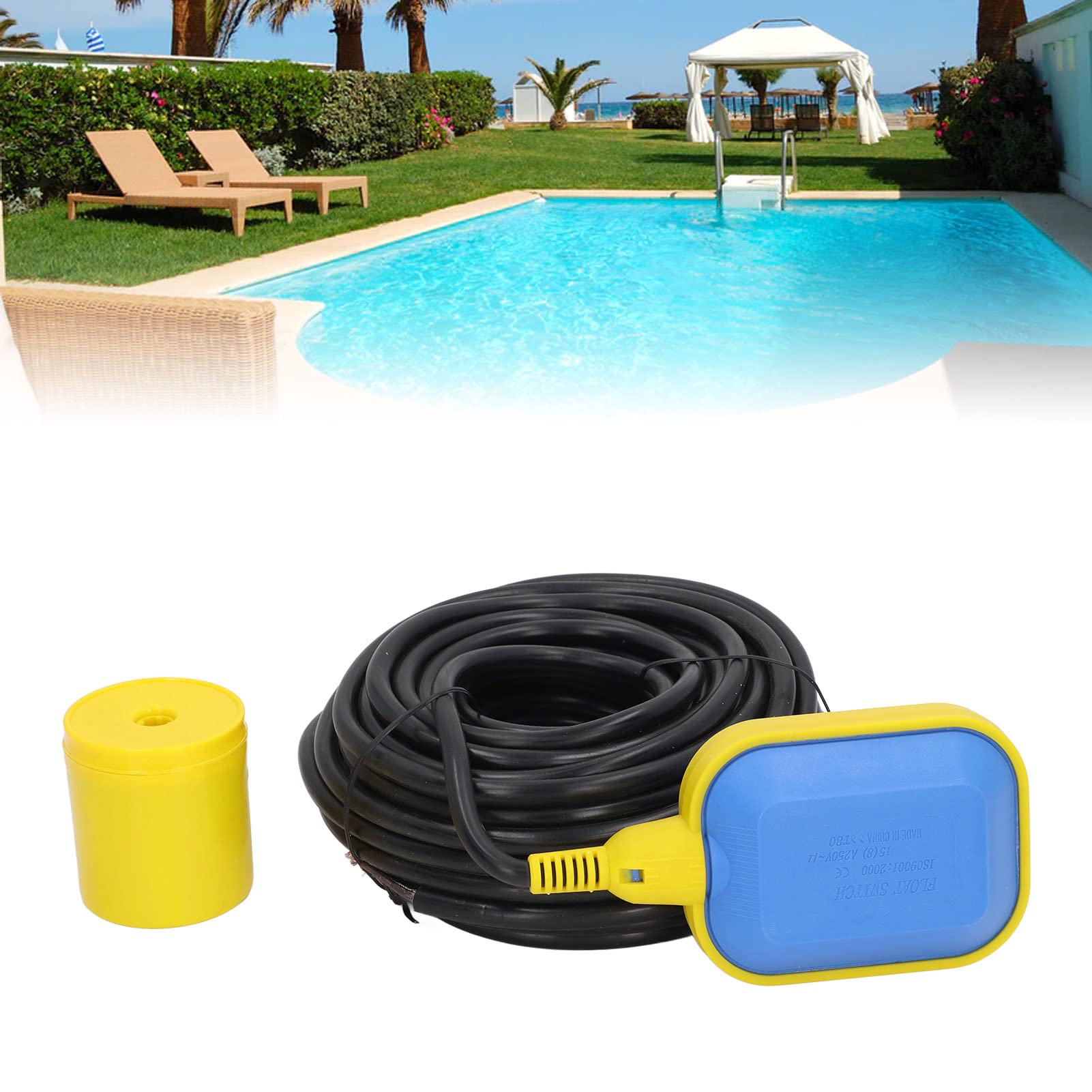 Schwimmerschalter, 15 M Kabel ABS und Rotes Kupfermaterial mit IP68-Wasserdichtigkeit, für Pool-Ölsumpf-Schwachsäure- und Schwachbasis-Wasserstandskontrolle