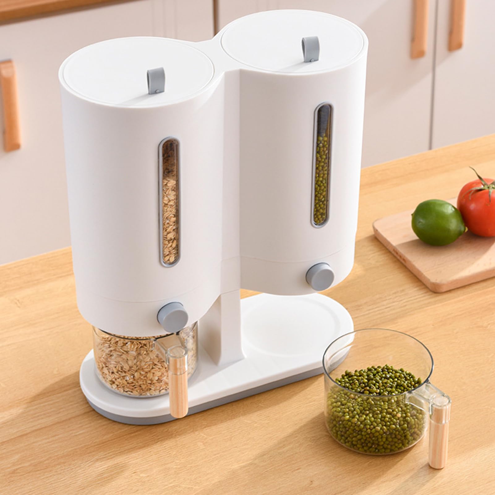 Dispenser di riso da cucina Conservazione Per Cereali Multi-Grano Con | Dispenser Riso Doppio Contenitore Sigillato per Fiocchi d'Avena, Adatto