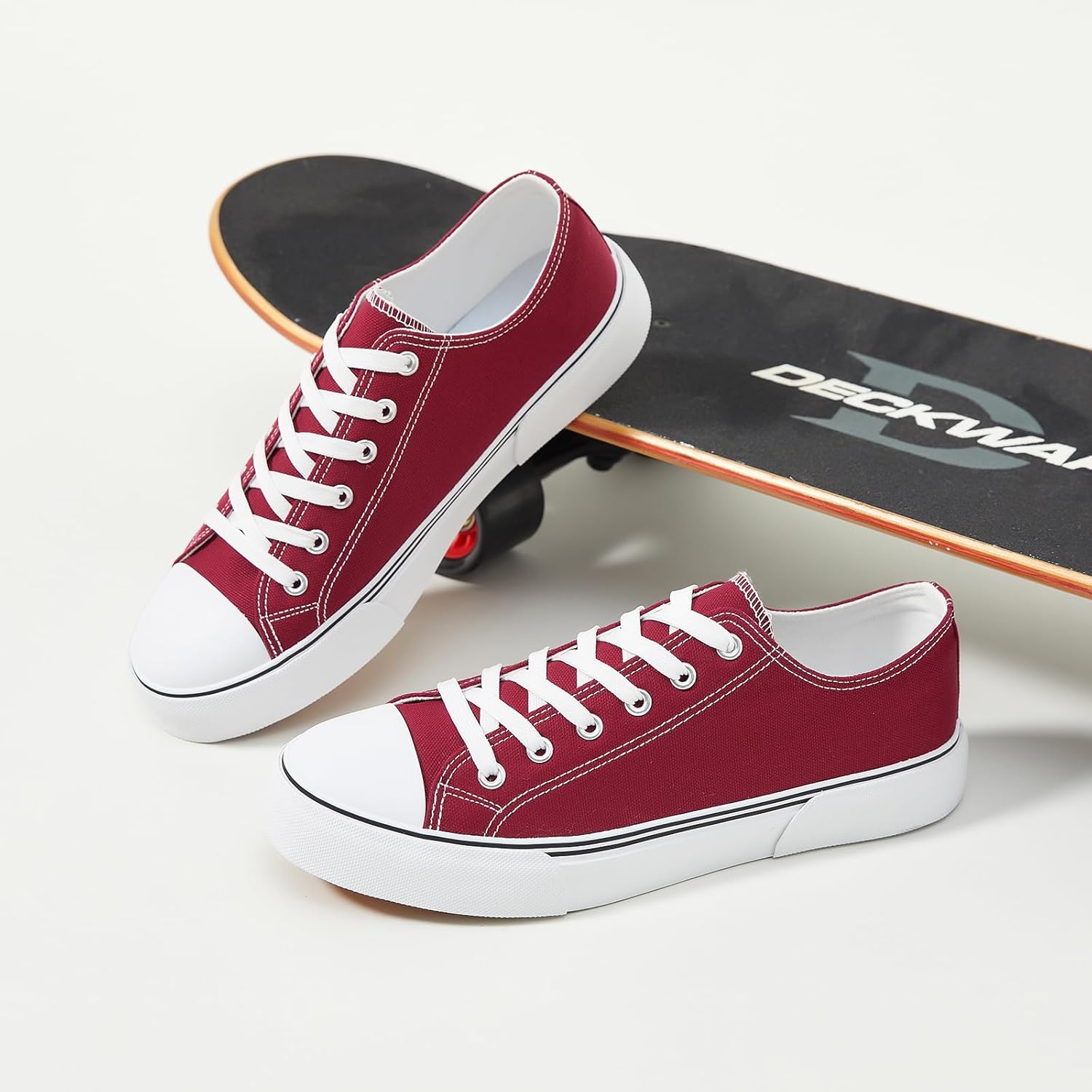 yageyan Men Canvas Low top Shoes Classic Casual Sneakers Black and White Fashion Shoes - Image 3