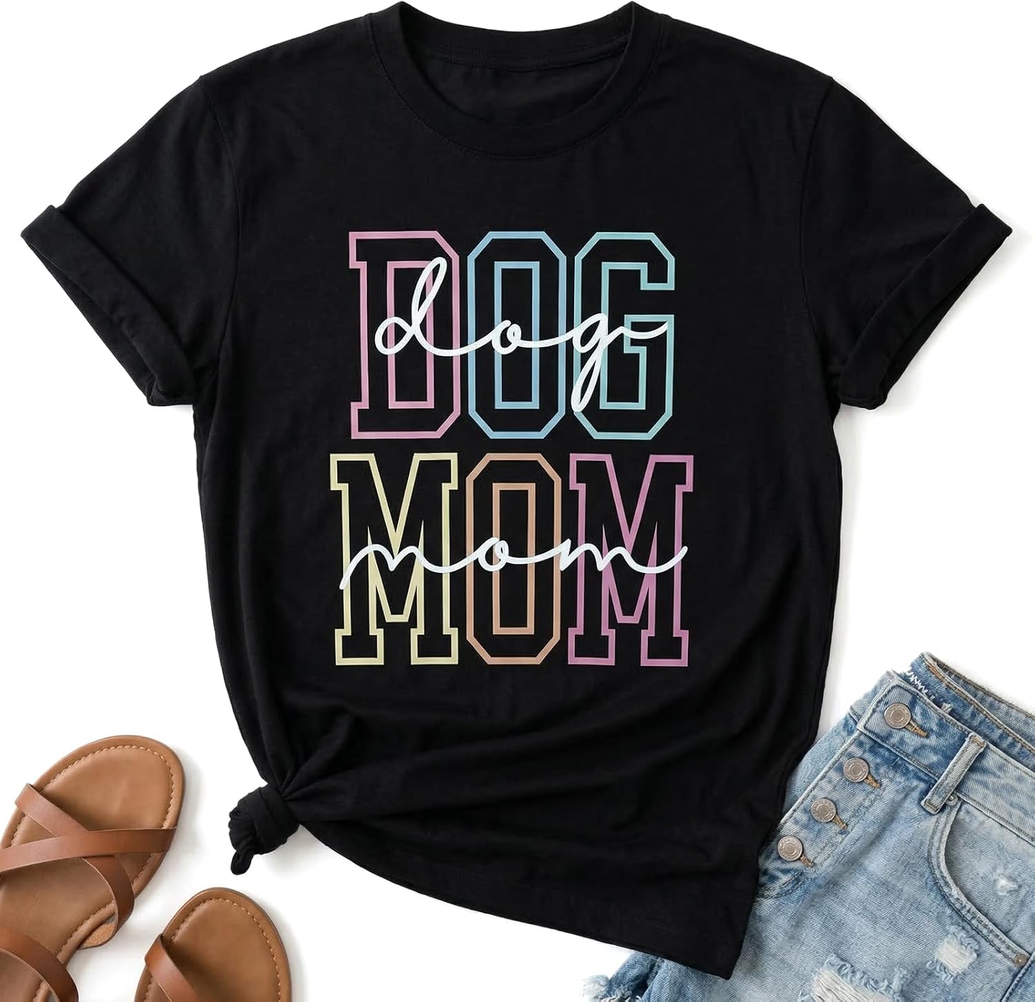 Dog Mom Shirt Women Funny Dog Lover Tshirt Dog Mama Graphic Short Sleeve Tee Casual Mama Gifts T-Shirt