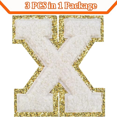 Miniatura 361 de Parches de letras termo-adhesivas de felpilla para chaquetas, parches de letras universitarias con brillantina para planchar en la letra azul A