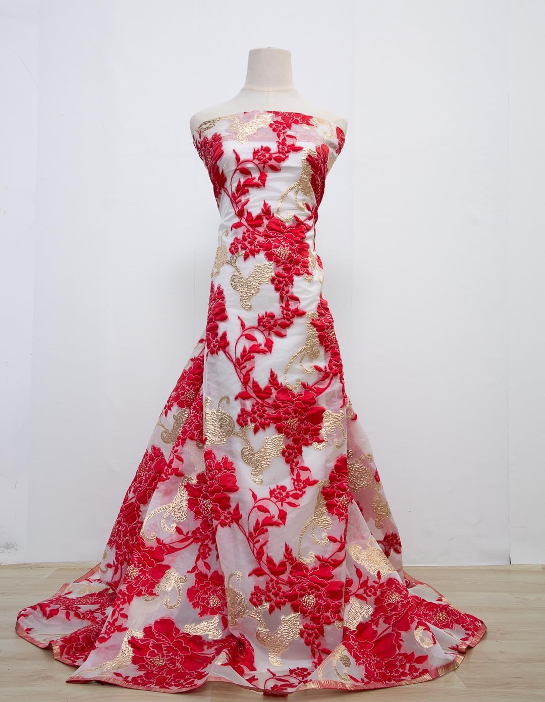 African Lace Fabric French Embroidery Brocade Jacquard Tissue Lace 5 Yards Gild Lace Fabric for Party Dress Sewing