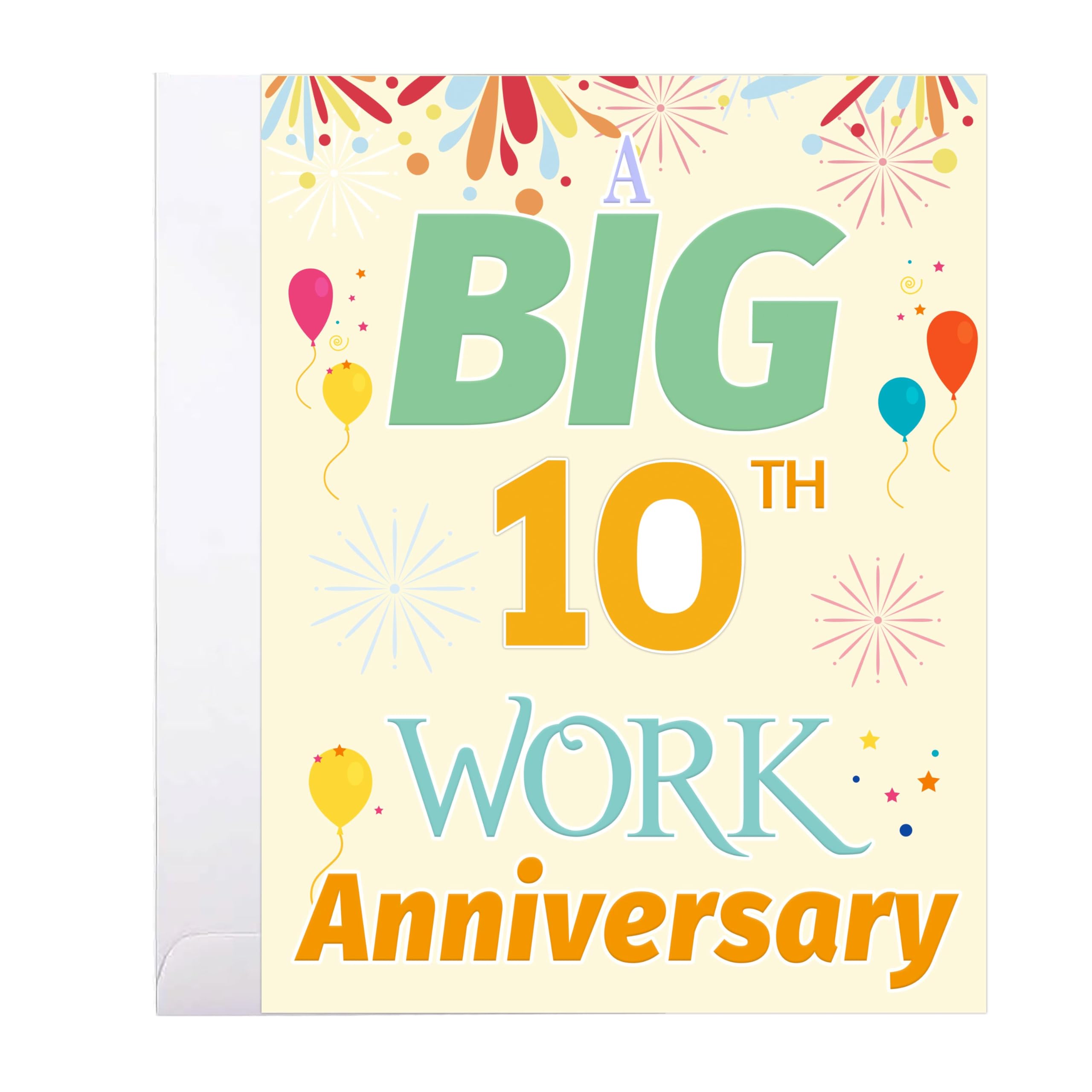 10th Work Anniversary Invitation Card (8.5 x 11 Inch) – Elegant Large Card For Work, Big Business Employee Congratulations ，Wedding, Birthday, School Reunion & Couples Includes White Envelope (orange)