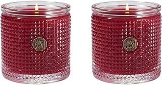 Aromatique Smell of Christmas Textured Glass Candle 2 Pack Home Fragrance Decor Aromatherapy Long Lasting Room Air Freshener Perfect Fall Decoration Luxury Glass Candle Gift 6oz 40 Hour Burn!