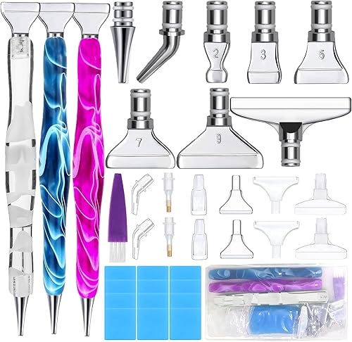 NICENICY Juego de 38 bolígrafos de pintura de diamante, 3 bolígrafos de pintura de diamante, 8 bonitos bolígrafos de pintura de diamante de metal y