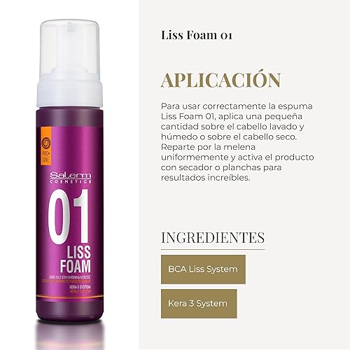 Miniatura 4 de Salerm Cosmetics Liss Foam Light Hold Alisado Mousse Tratamiento Capilar  6.8 fl oz