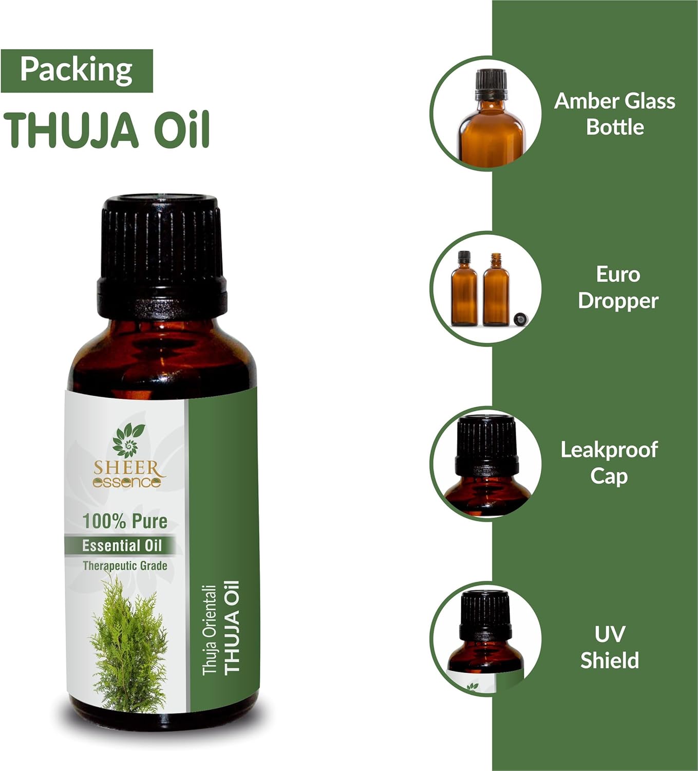 Thuja Oil -(Thuja Orientali)- Essential Oil 100% Pure Natural Undiluted Uncut Therapeutic Grade Oil 1.01 Fl.OZ