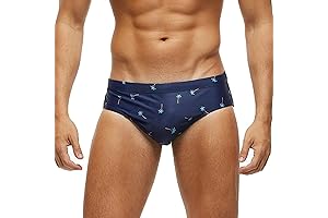 Low-Waist Men's Swim Trunks Briefs, Removable Pad, Elastic Beach Shorts Boxers
