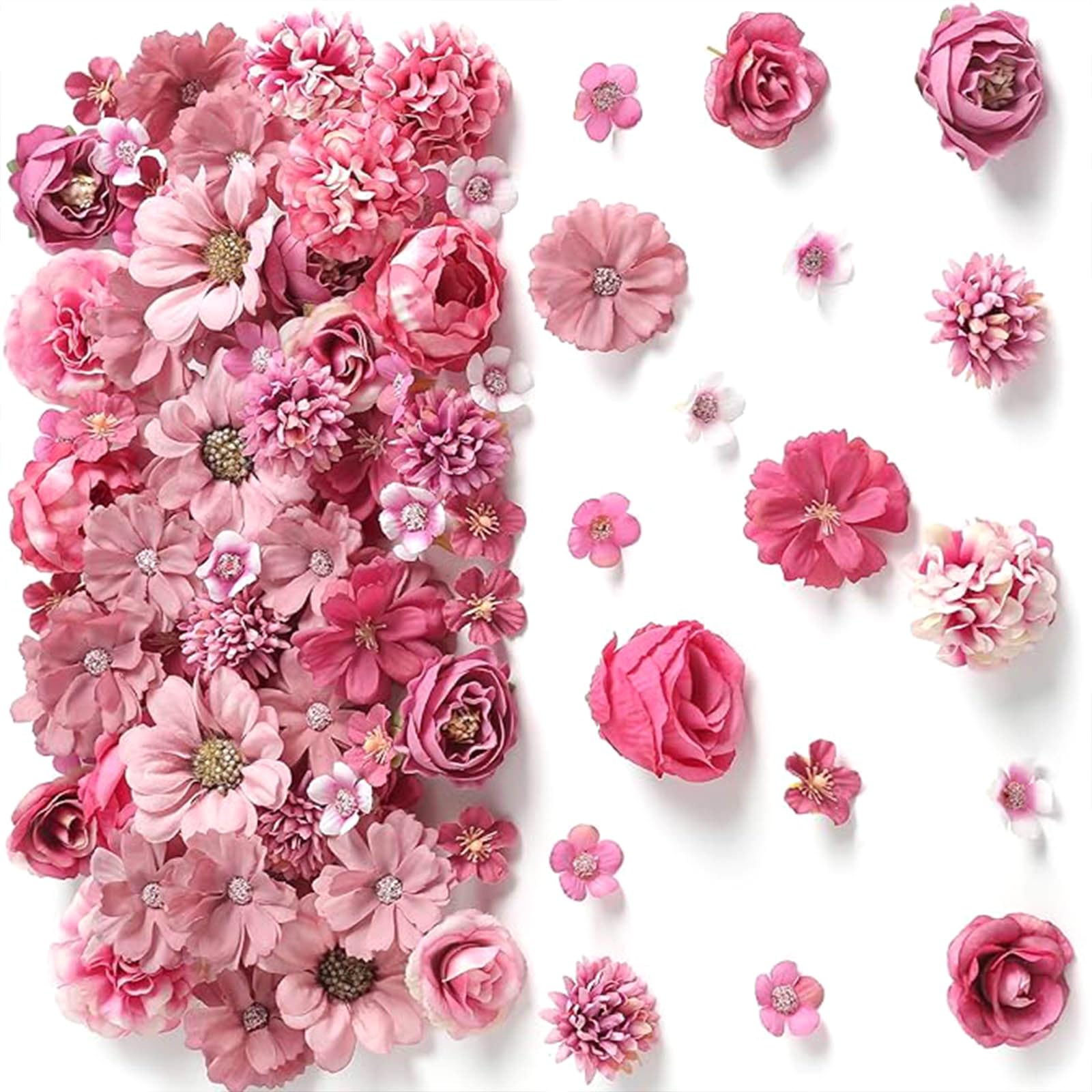 80Pcs Realistic Flower Heads 25-43mm for Wedding Centerpieces, Photo Album Decor, Arrangements & Bridal Accessories Silk Roses for Silk Bridal Hair Clip Flowers Cake Artificial Flower Christmas Floral