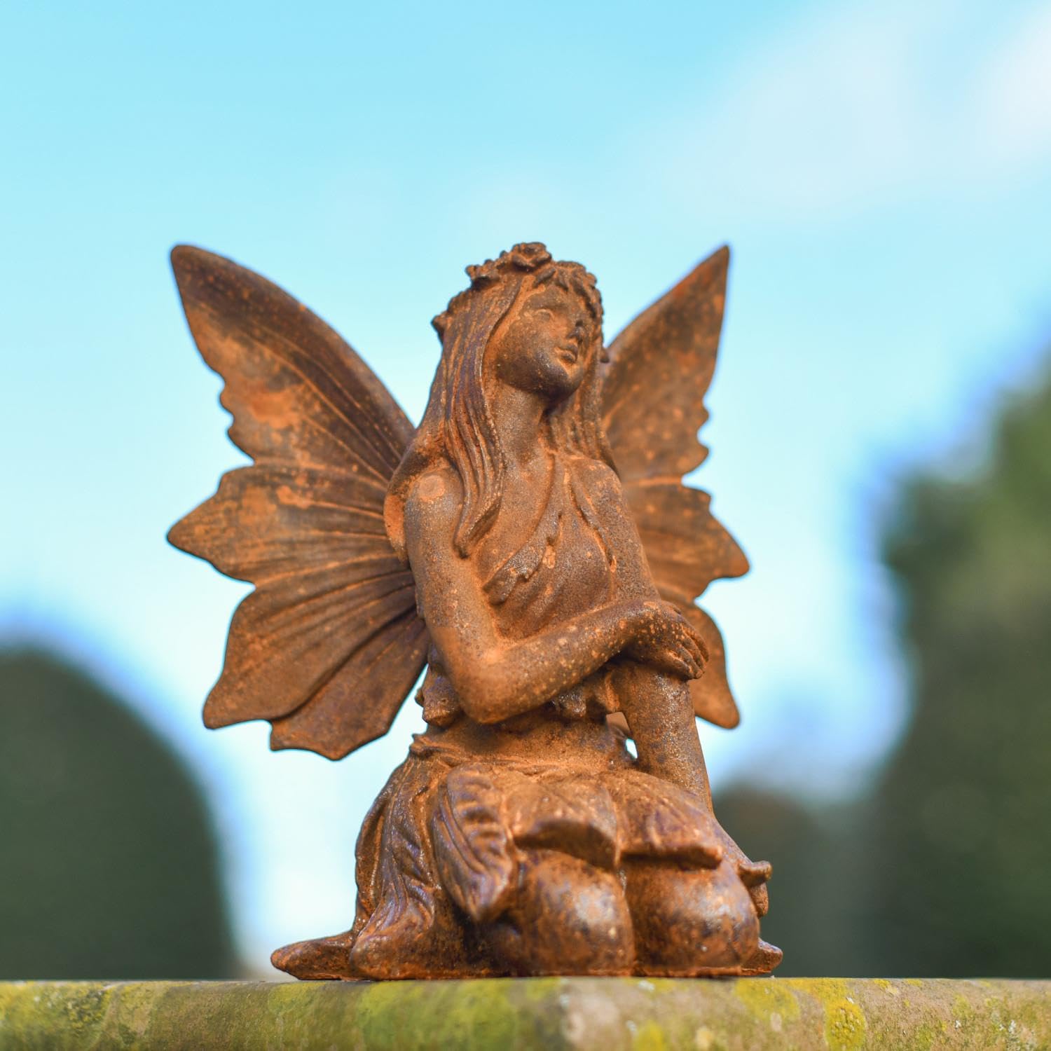Black Country Metal Works Rustic Cast Iron Sitting Fairy Garden Sculpture