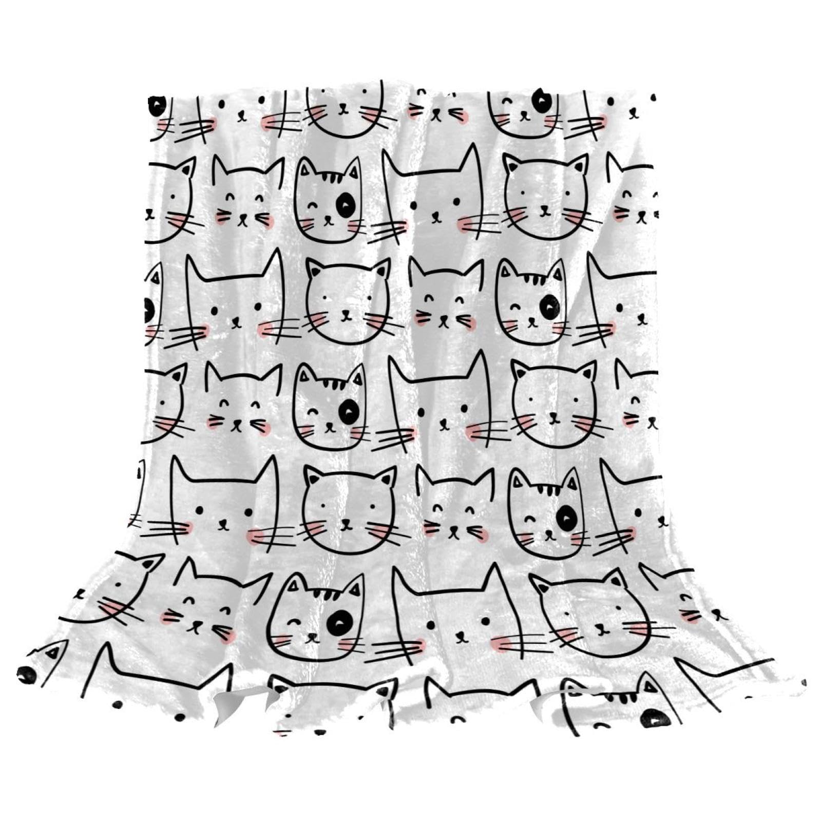 Couverture polaire chat pour chambre et salon : plaid chaud grand format 150x200