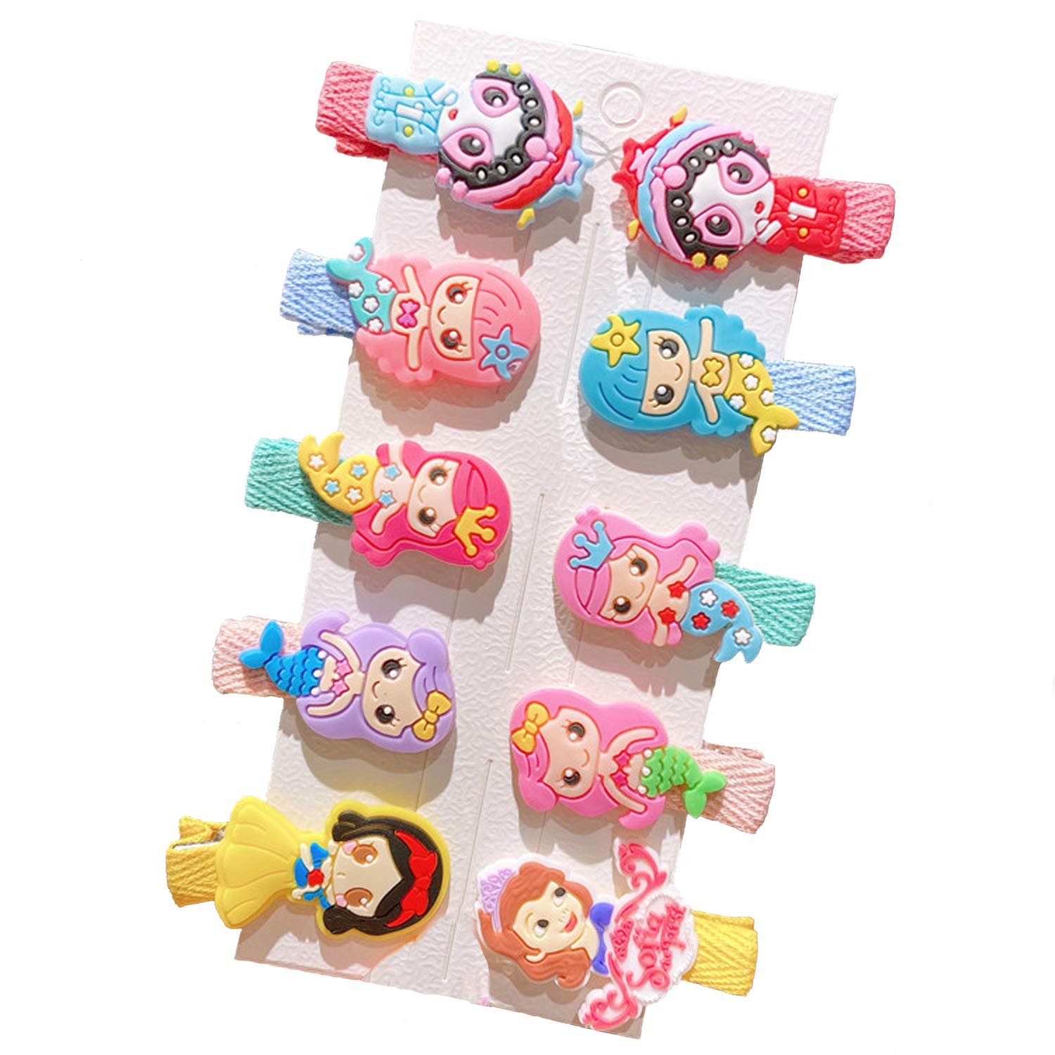 10 Pcs Baby Girls Hair Clips Fully Lined Alligator Hair Clips Mermaid Princess Snow White Princess Adorable Hair Barrettes for Girls Infants Kids Toddlers Children-image-2