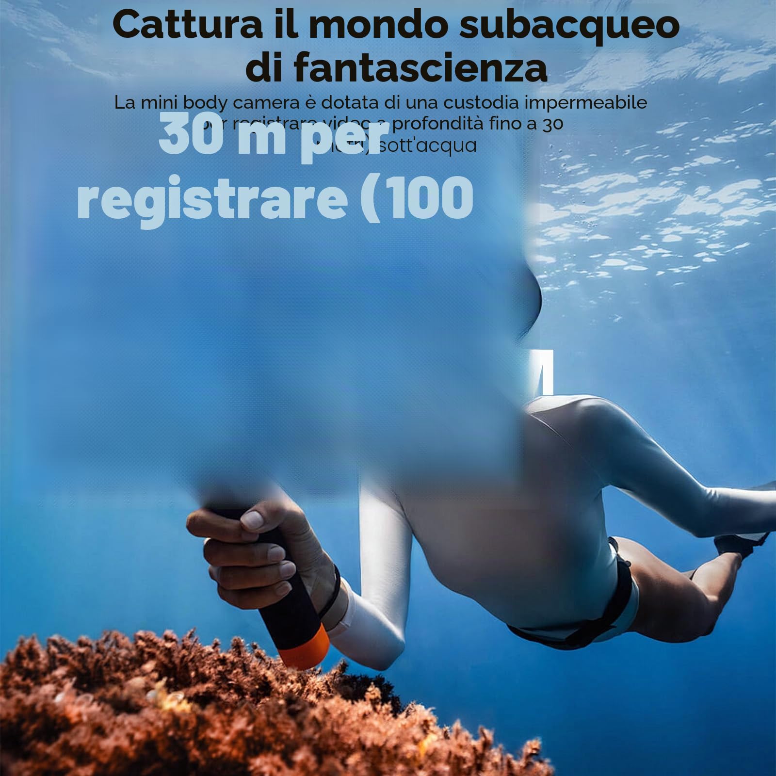 Mini Action Cam WiFi 1080P, 360°, 64 GB, fotocamera sportiva HD con obiettivo girevole a 180°, touch screen, POV a mani libere, fotocamera subacquea impermeabile fino a 30 m, fotocamera per casco e