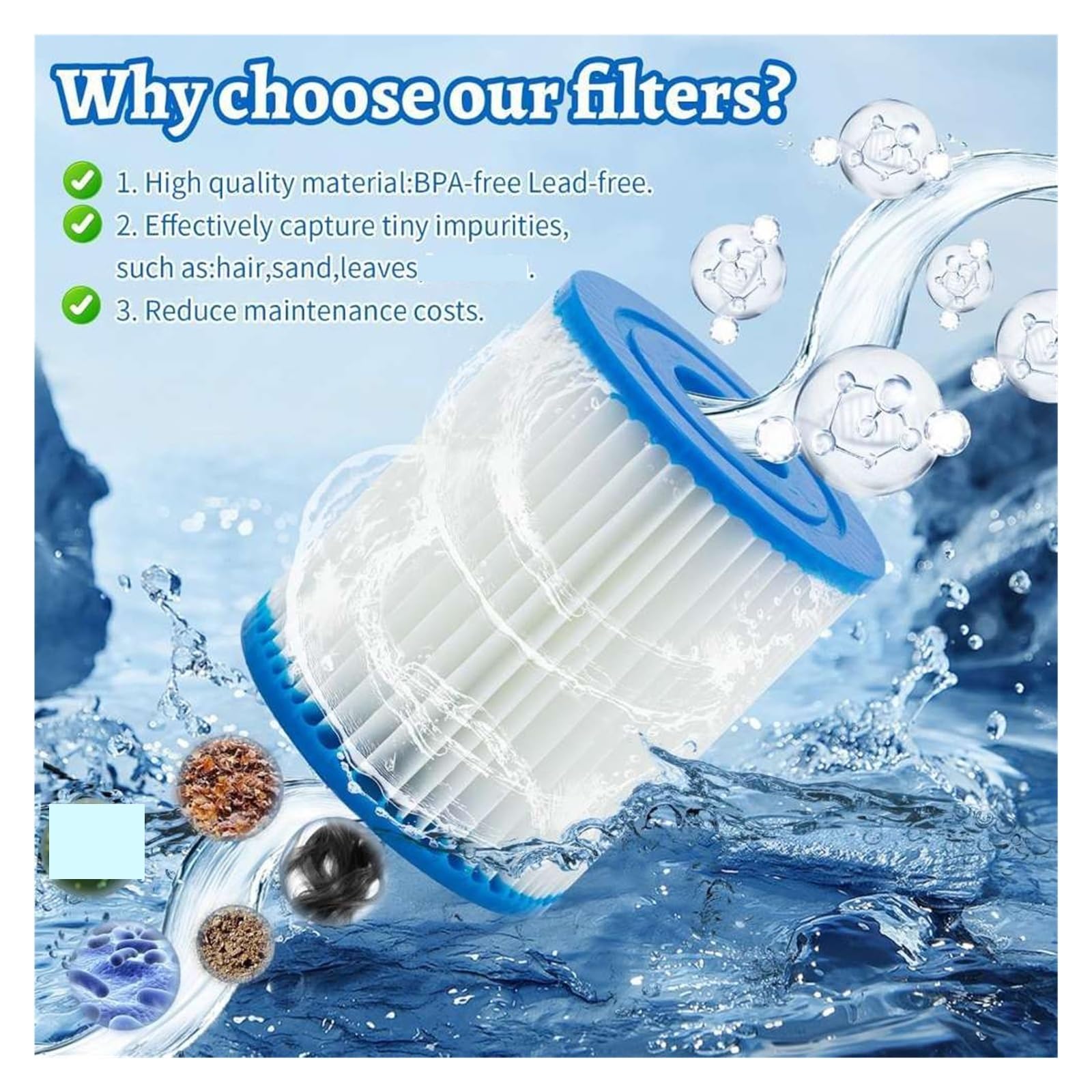 SRFCGPFFV Cartouche Filtrante De Type I pour Piscine Et Spa, Compatible avec Bestway Et Flowclear, Adaptée Aux Pompes Débit 300/330 Gal/h, Références 58093 58381 58511e(XI-8PCS)