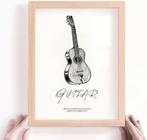 Miniatura 7 de Póster artístico de pared de guitarra, instrumento musical, impresión artística de guitarra, pintura para decoración de pared, enmarcado, 12 x 16