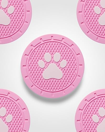 Miniatura 4 de Posavasos para portavasos  Paquete de 4 posavasos de silicona para auto, patas de gato y perro, insertos antideslizantes universales para el