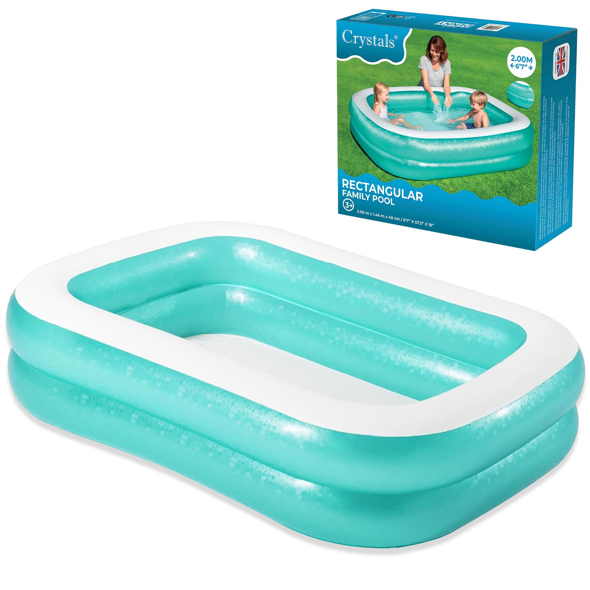 Giant Rectangular Family Size Swimming Paddling Pool Fun (79"X59"X20"Inch)
