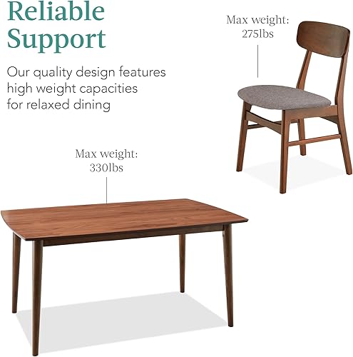 Miniatura 6 de Best Choice Products Juego de mesa de comedor de madera de 7 piezas, moderno de mediados de siglo, mesa de cocina con 6 sillas, cojines tapizados,