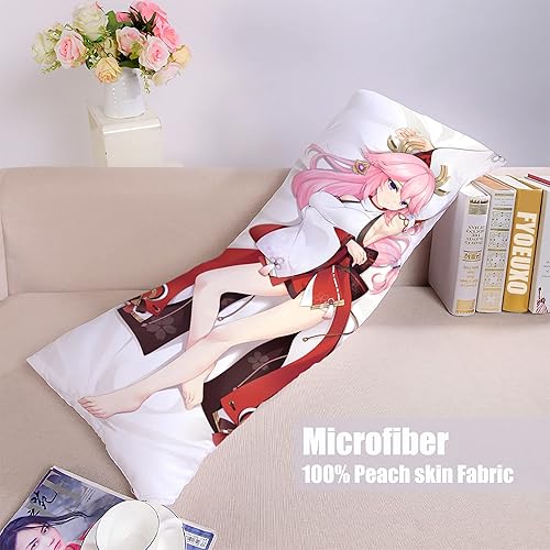 Miniatura 6 de Anime Game Genshin Impact Girl Yae Miko - Funda de almohada corporal para abrazar, doble cara impresa de 59 x 19 pulgadas, funda de almohada