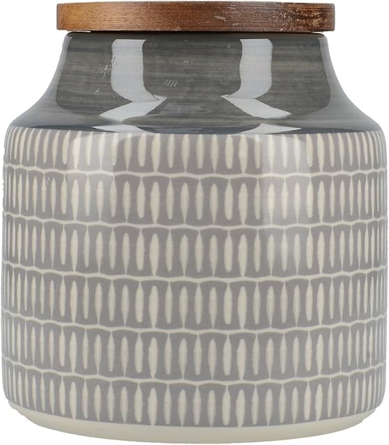 Creative Tops "Drift" Ceramic Tea Jar With Wooden Lids, Grey
