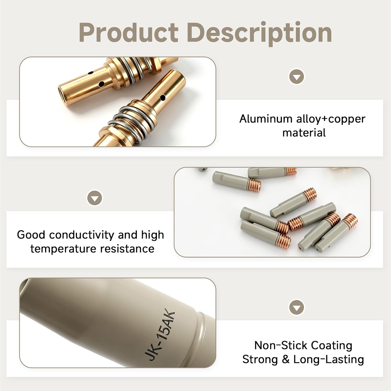 24-pk MIG Welding Nozzle Tips With Non Stick Coating.035Welding Tips Flux Core Nozzle Replacement,MB15 15AK Ceramic Welding Accessories,Compatible for 15AK Welding Gun Torch For Welding Work