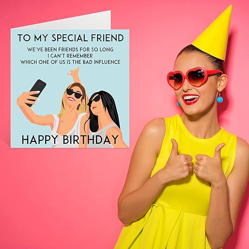 Miniatura 7 de Stuff4 Divertidas tarjetas de cumpleaños para mujeres y ella, amigas selfies, divertida tarjeta de feliz cumpleaños para mejor amiga, compañera de