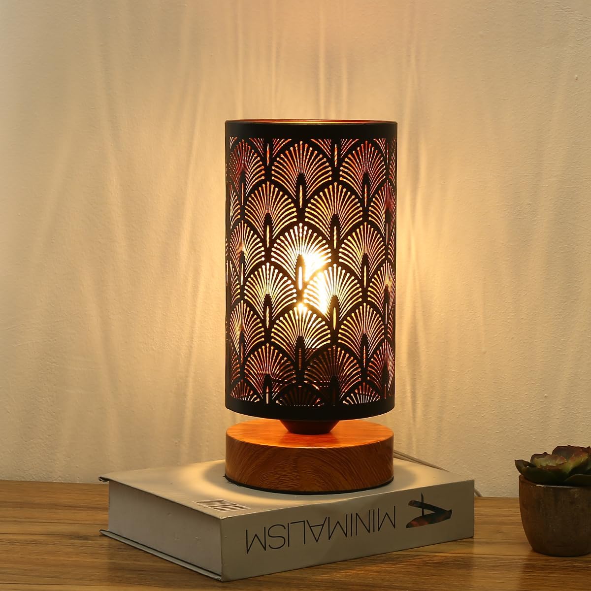 Small Industrial Table Lamps Dimmable, Bedside Lamps for Nightstand,End Table Side Desk lamp with Rustic Black Metal Cage Lampshade for Bedroom, Kids Room Living Room 2700K LED Bulb Included