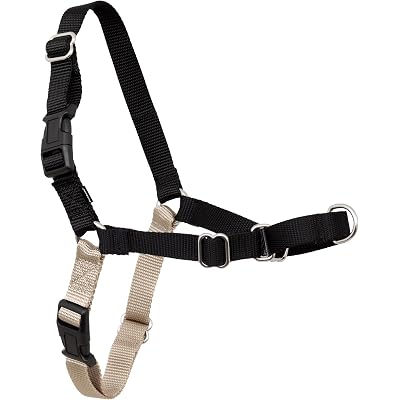 PetSafe Easy Walk Harness for Dogs - Pull-Free Walks - Patented Martingale Loop Design - Front Chest Leash Attachment - Comfort Straps - Breathable Harness Design - Medium, Black/Silver