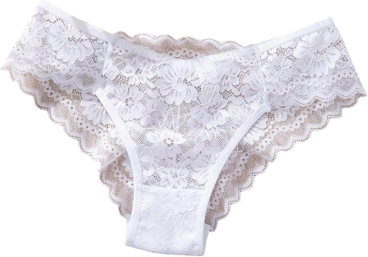 SweatyRocks Women's Lace Panties Breathable Cheeky Briefs Sexy See Through Underwear