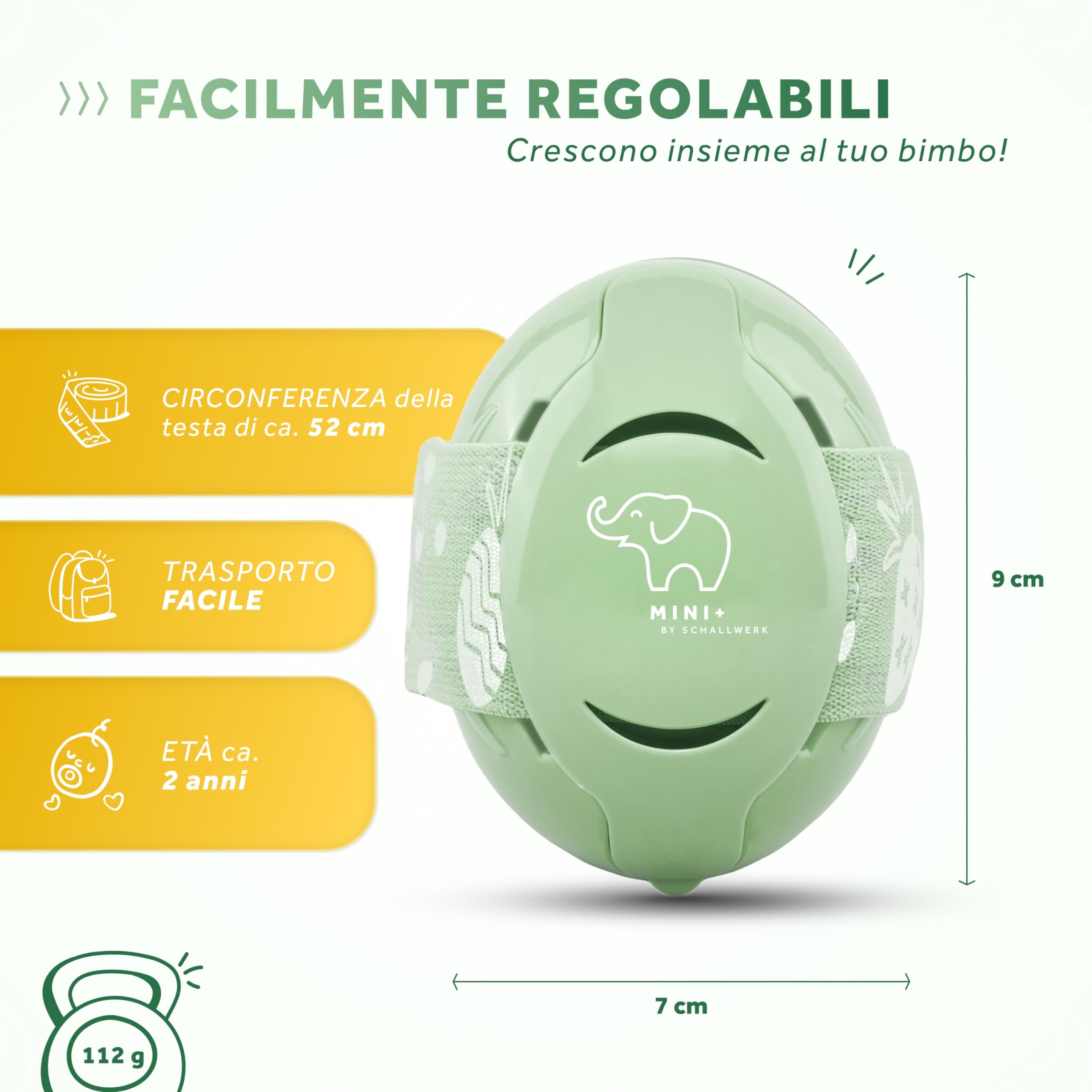 Schallwerk ® Mini+ Cuffie Antirumore Bambini - Protezione dell'udito per Bambini e Neonati - Cuffie Neonato Antirumore, Neonato, Bambino, Aereo, Rumore