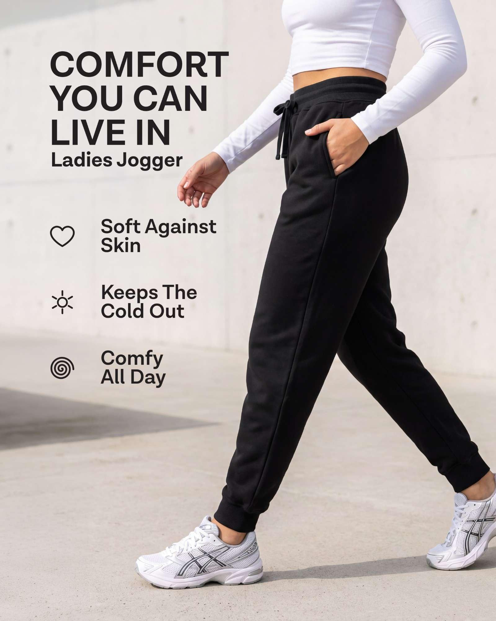 Real Essentials Damen Ladies Fleece Joggers Trainingshose
