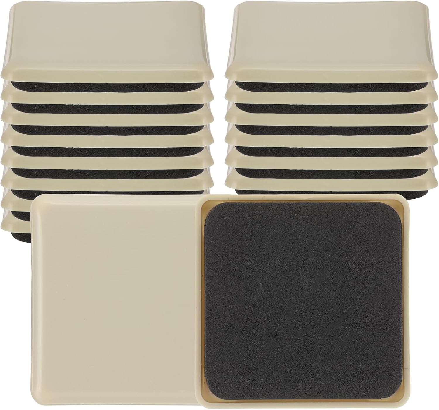 PATIKIL 3.5''x3.5'' Furniture Sliders, 16 Pcs Square Reusable Moving Furniture Slider Pad Protectors for Carpet Heavy Furnishing Mover Floor Protectors Surface Protection Desk, Khaki