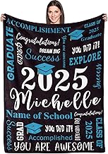 Custom Blanket with Name Customized Flannel Blanket for Graduates 2025 Graduation Gifts for Her/Him Graduation Tapestry Gifts for High School/College/Masters Degree